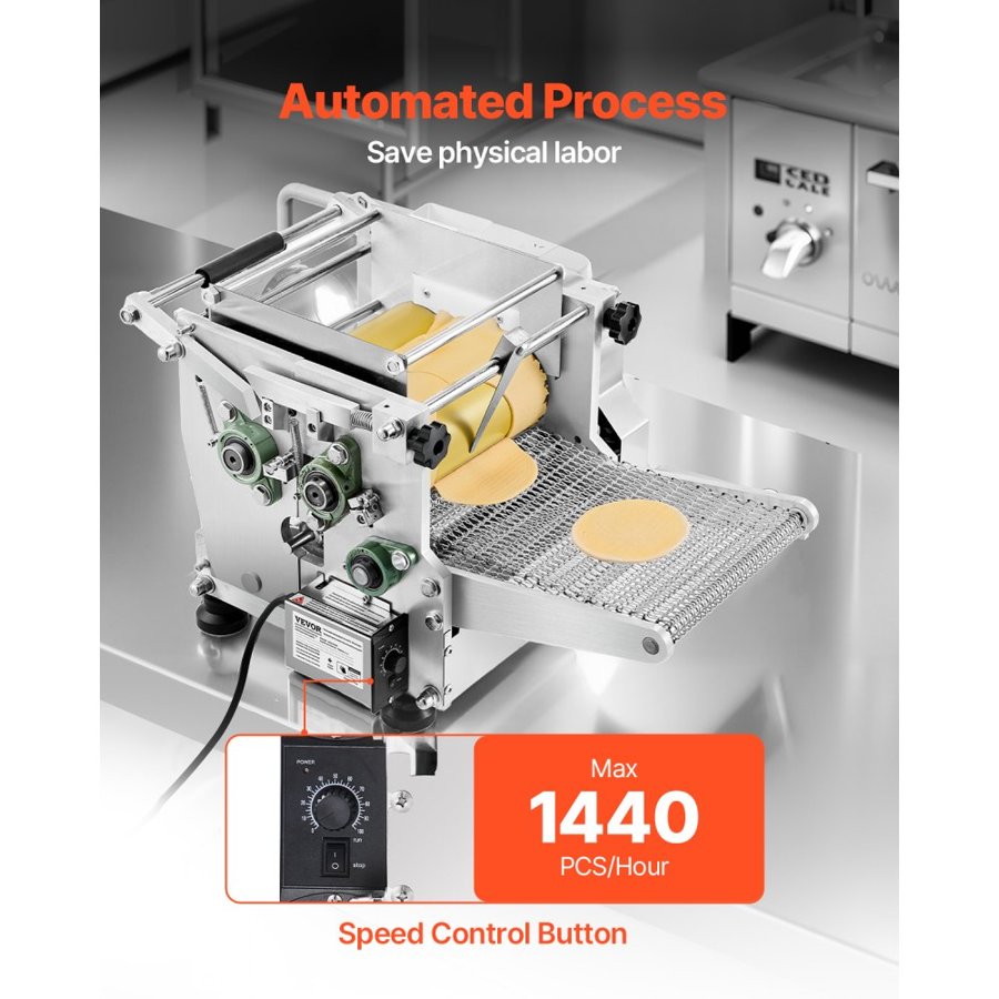 VEVOR Electric Tortilla Maker, 5.5 Inch Diameter Automatic Corn Tortilla Making Machine with Non-Stick Coating, Electric Chapatti Machine Suitable for Produce Sopes Gorditas Roti Pita Tortilla Pizza