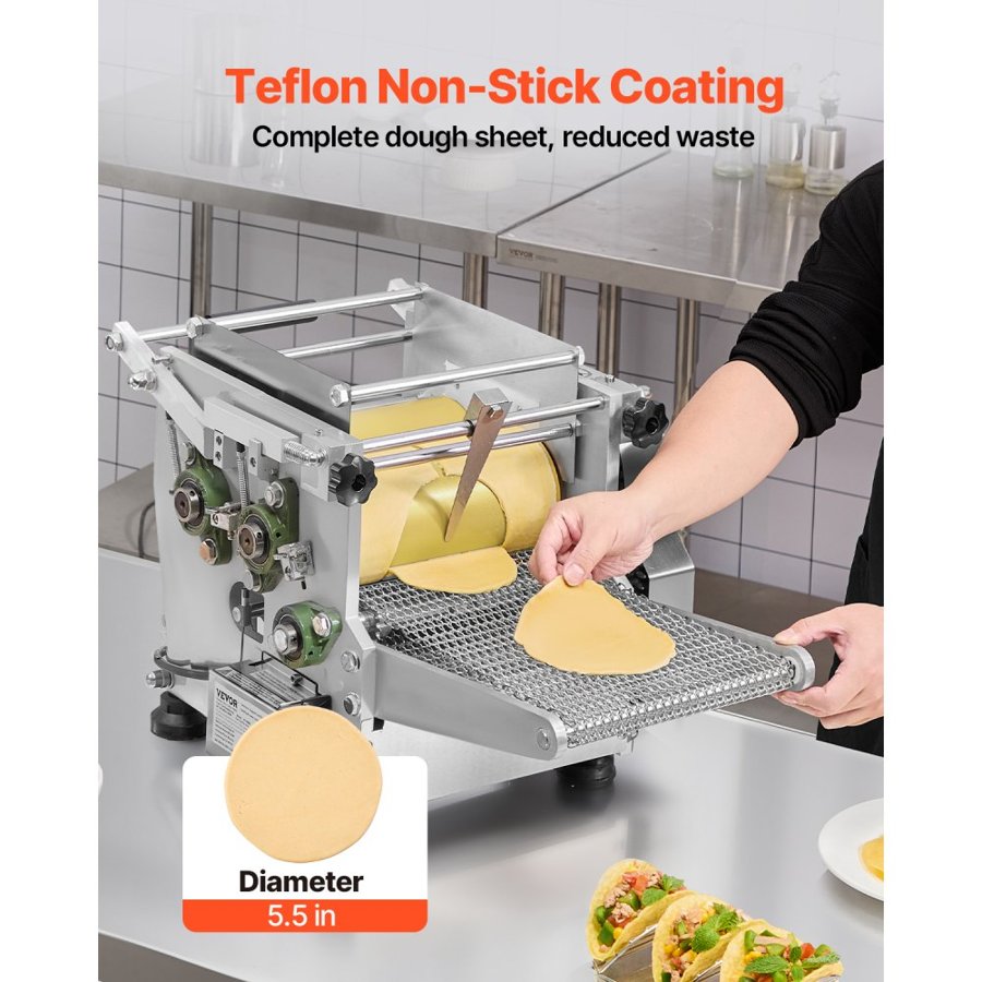 VEVOR Electric Tortilla Maker, 5.5 Inch Diameter Automatic Corn Tortilla Making Machine with Non-Stick Coating, Electric Chapatti Machine Suitable for Produce Sopes Gorditas Roti Pita Tortilla Pizza