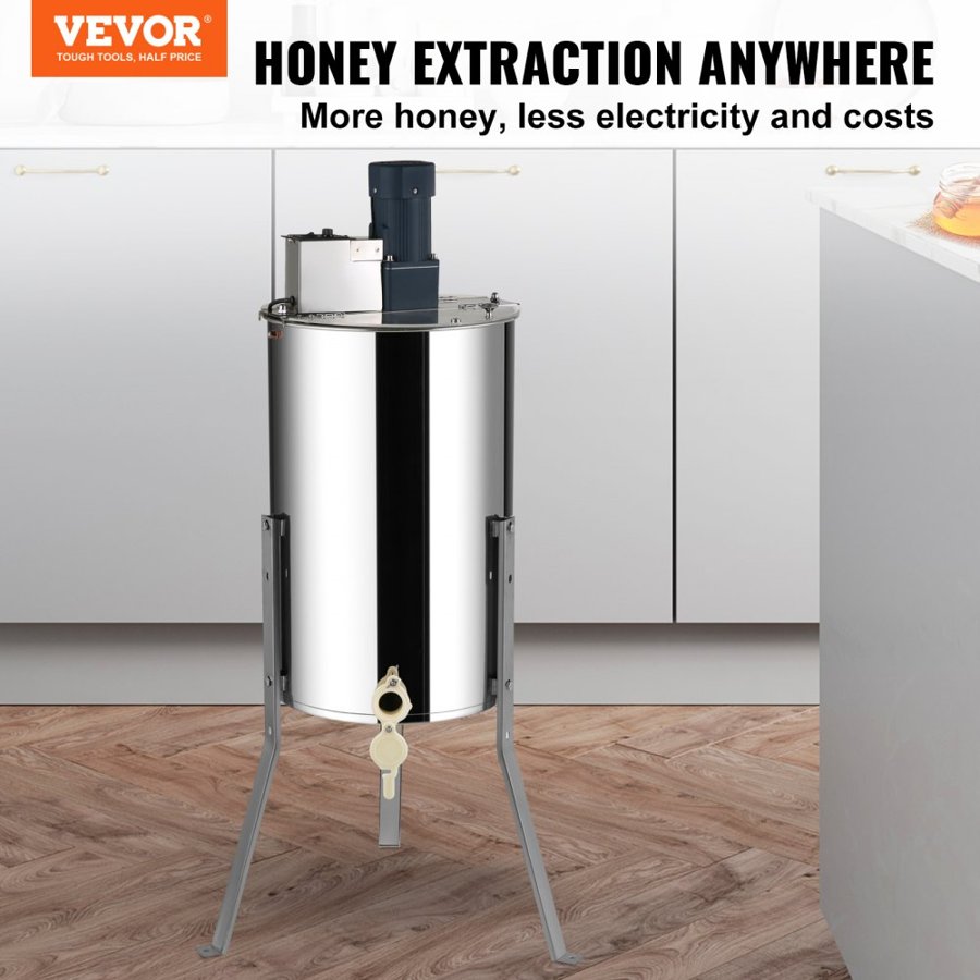 VEVOR Stainless Steel Honey Extractor – 2/4 Frame, 140W