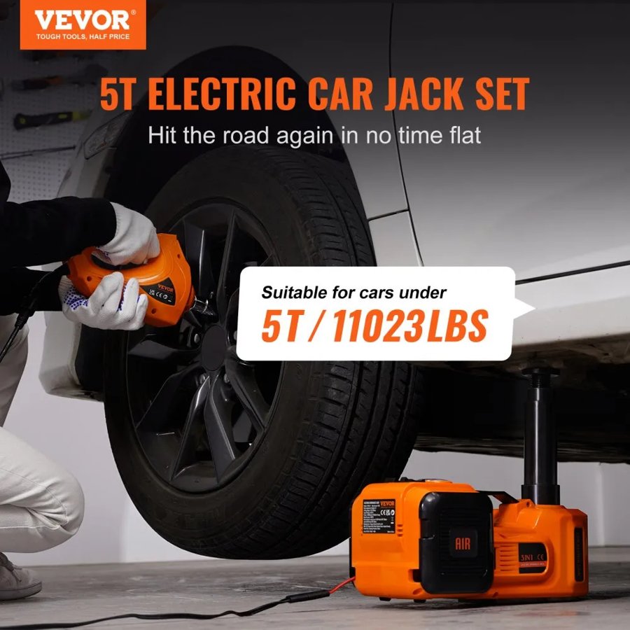 VEVOR Car Jack Electric Wrench – 5 Ton, 12V Car Battery