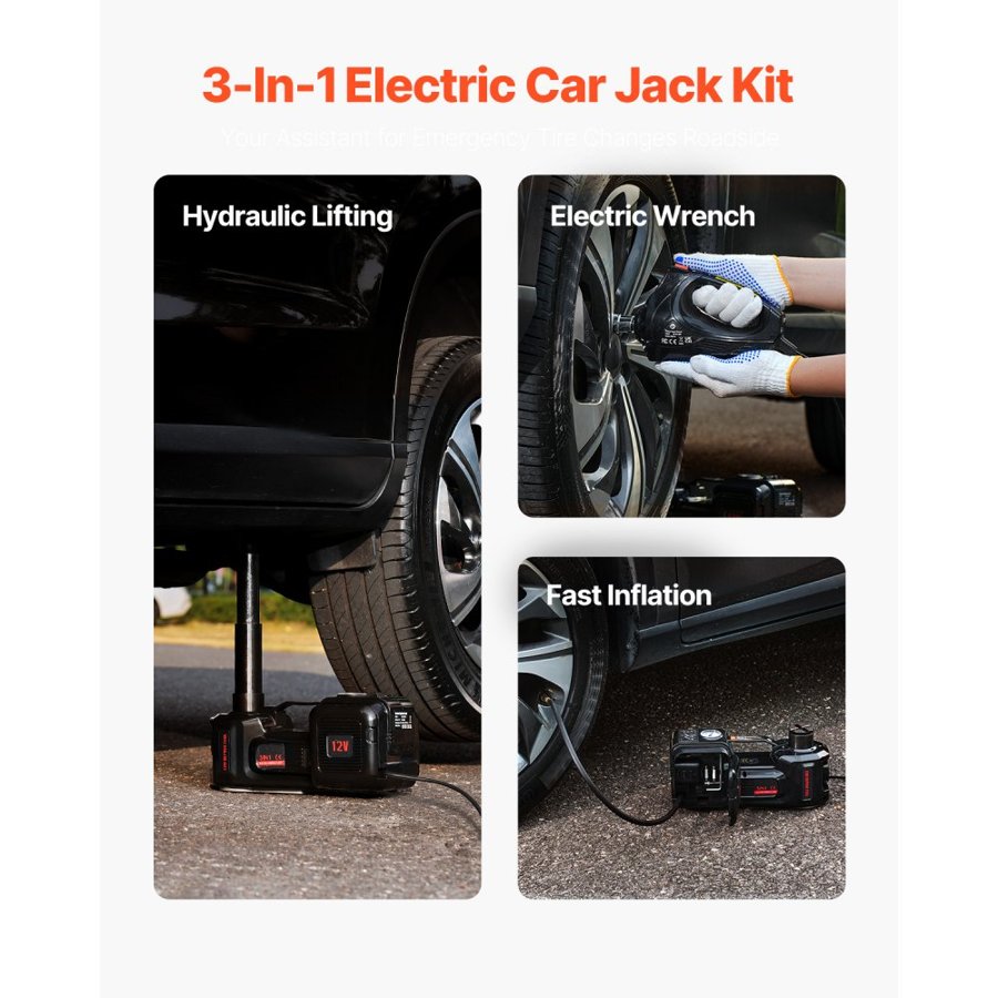VEVOR Electric Car Jack Kit 5 Ton – 11000 LBS, 6.1–17.7 Inch