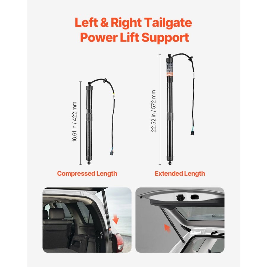VEVOR Rear Left & Right Tailgate Power Lift Support, Compatible with 2010-2023 VW Sharan (7N,7N1,7N2), Electric Tailgate Liftgate Power Hatch Shock Strut Replace OE# 7N0827851E 7N0827851G (2PCS)