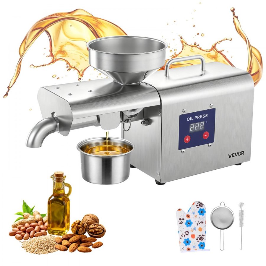 VEVOR Hot Oil Press Machine – 750W, 50-300℃, 3.75 kg/h