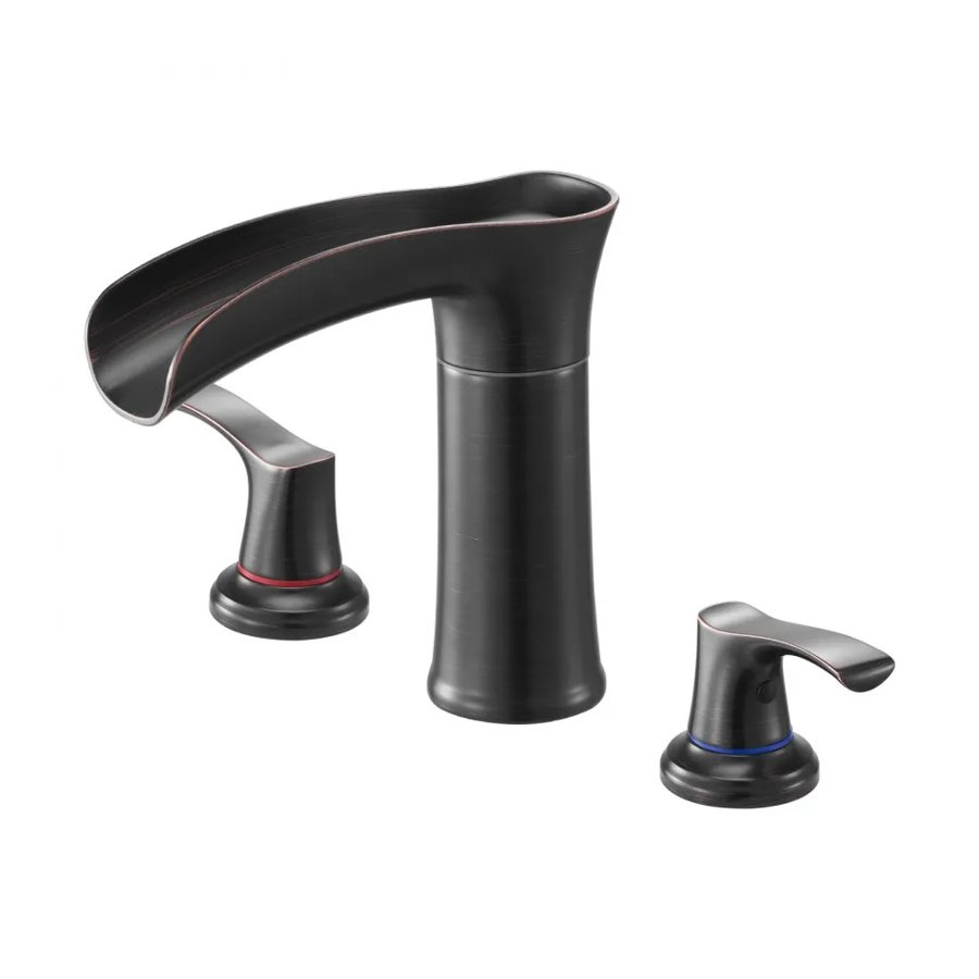 VEVOR Roman Tub Faucet, 3 Hole Waterfall Bathtub Faucet, Zinc Alloy Bath Tubs Faucets Set with 2 Handles, Deck Mount Bath Tub Faucets Set for Pet Washing, Adult Bathing, Oil-Rubbed Bronze, Drip-Free