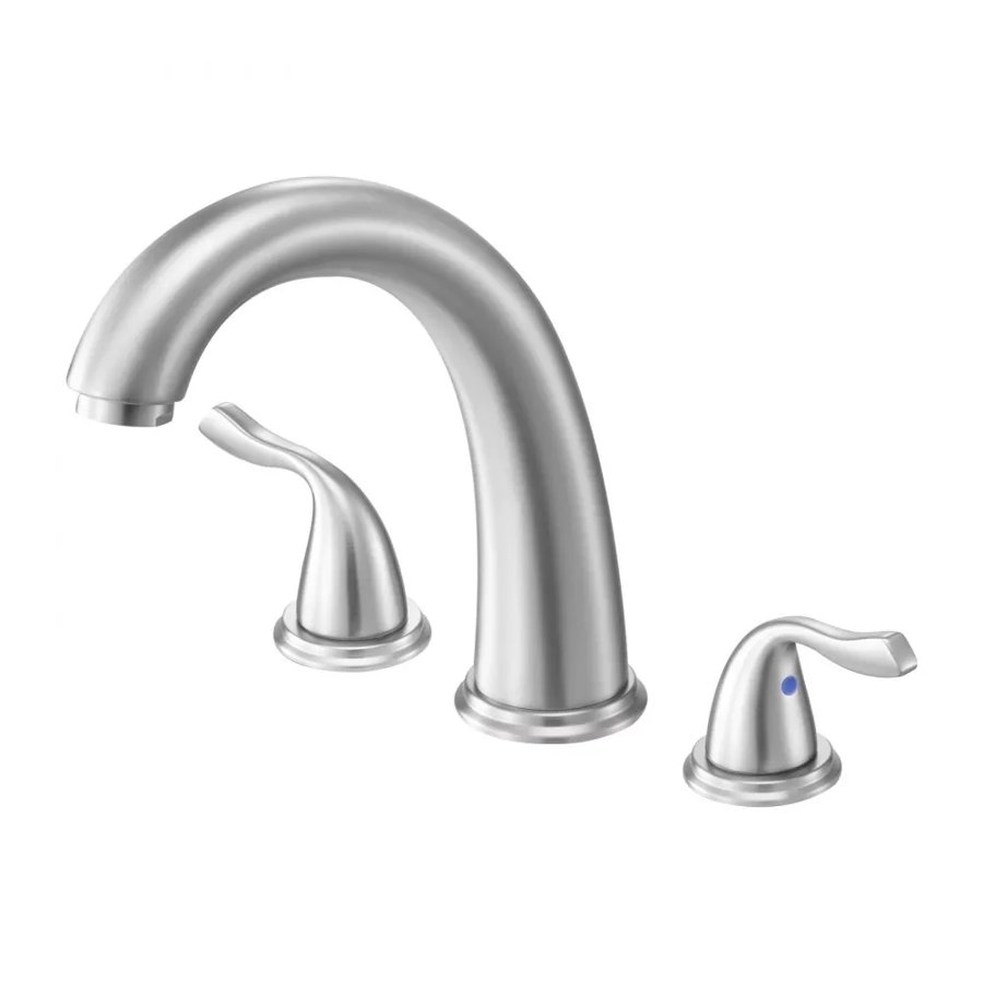 VEVOR Roman Tub Faucet, 3 Hole Waterfall Bathtub Faucet, Gooseneck Bath Tubs Faucets Set with 2 Handles, Deck Mount Bath Tub Faucets Set for Adult Bathing, Brushed Stainless Steel, High Arc Spout