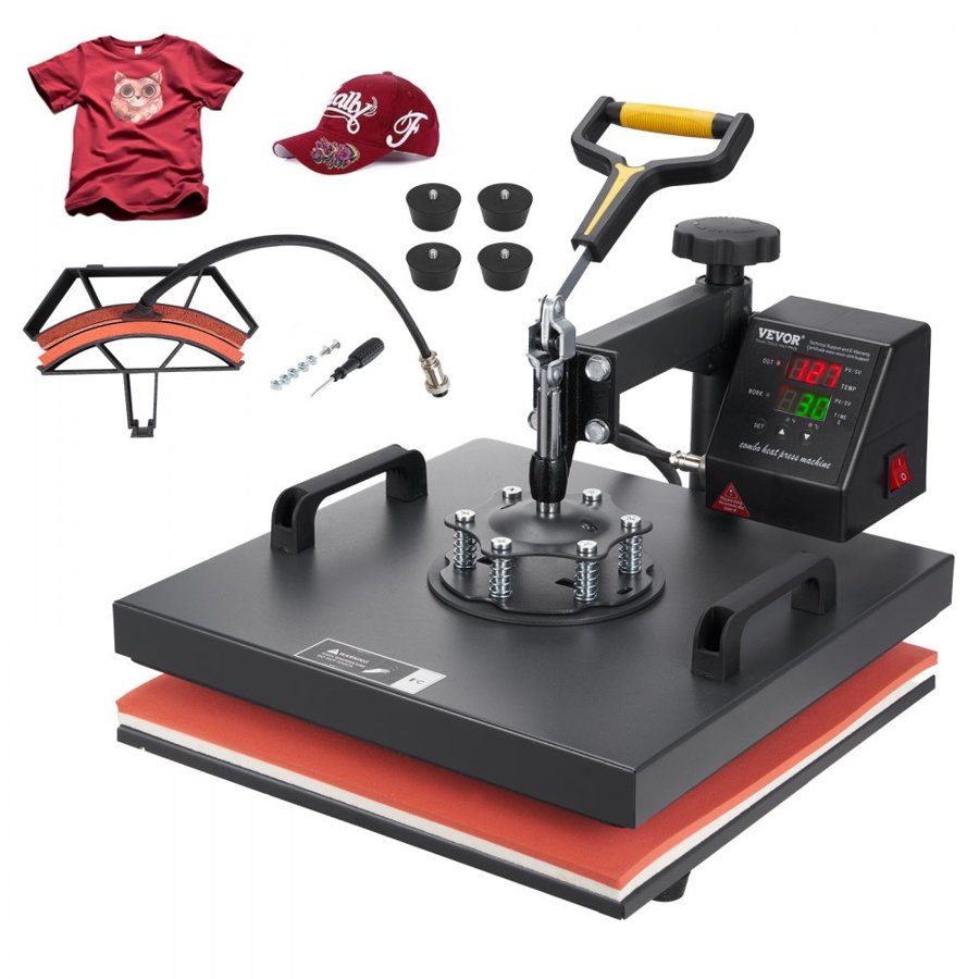 VEVOR 2-in-1 Heat Press Machine 15 × 15″ (T-Shirt & Cap)