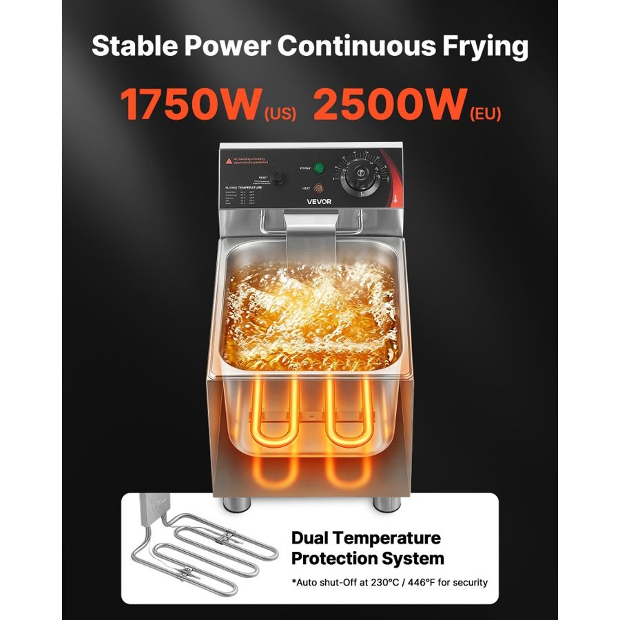 VEVOR Commercial Electric Deep Fryer – 7.5 L, 2500W