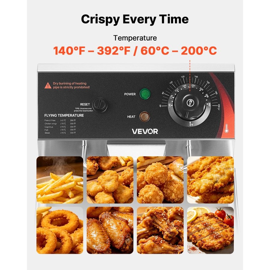 VEVOR Commercial Electric Deep Fryer – 7.5 L, 2500W