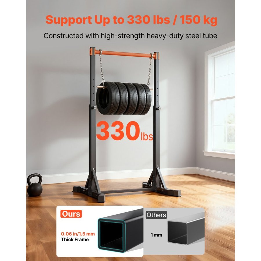 VEVOR Pull Up Bar, 150kg Capacity Portable Pullup Bar Station, Pullup Bars Free Standing with H-Frame Structure & Heavy-Duty Steel Tube, 8 Level Height Adjustment Gravity Fitness for Arms Back Chest