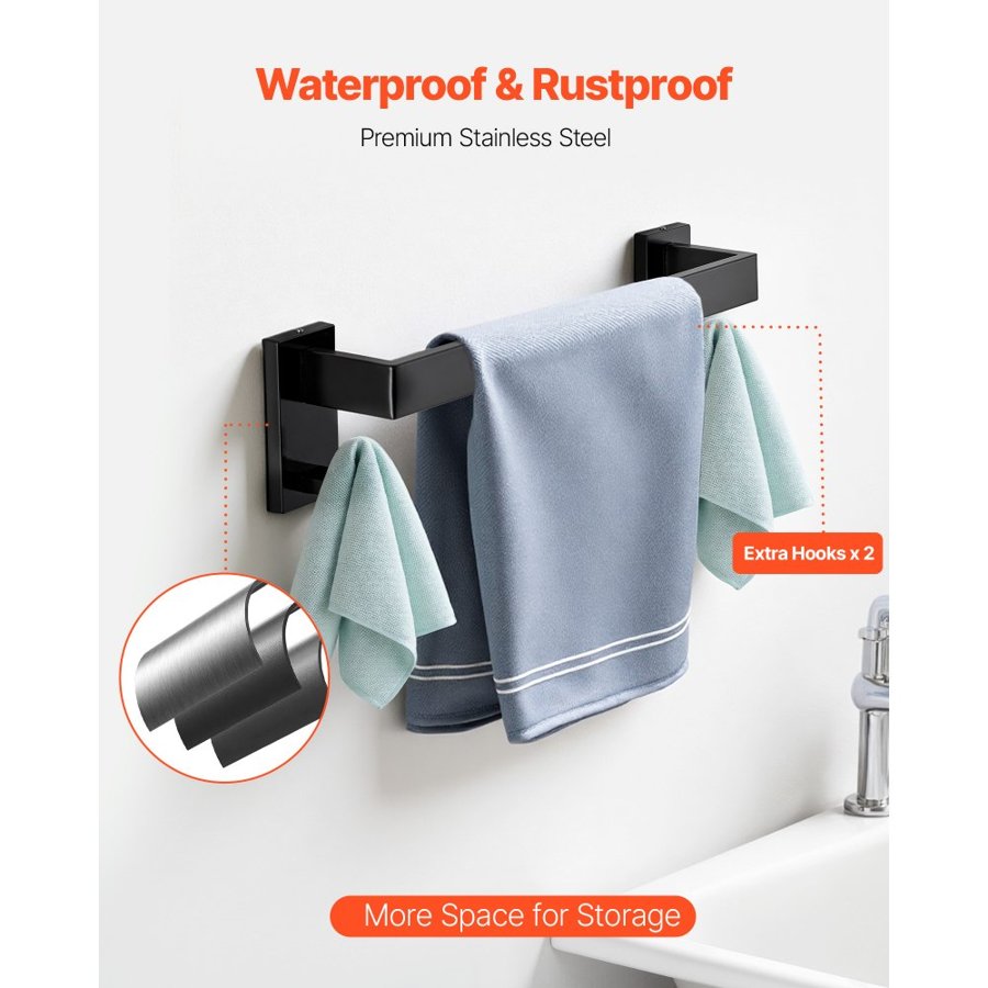 VEVOR Matte Black Bathroom Set – 5 Pcs Wall Mounted