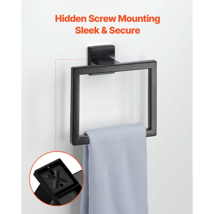 VEVOR Matte Black Bathroom Set – 5 Pcs Wall Mounted