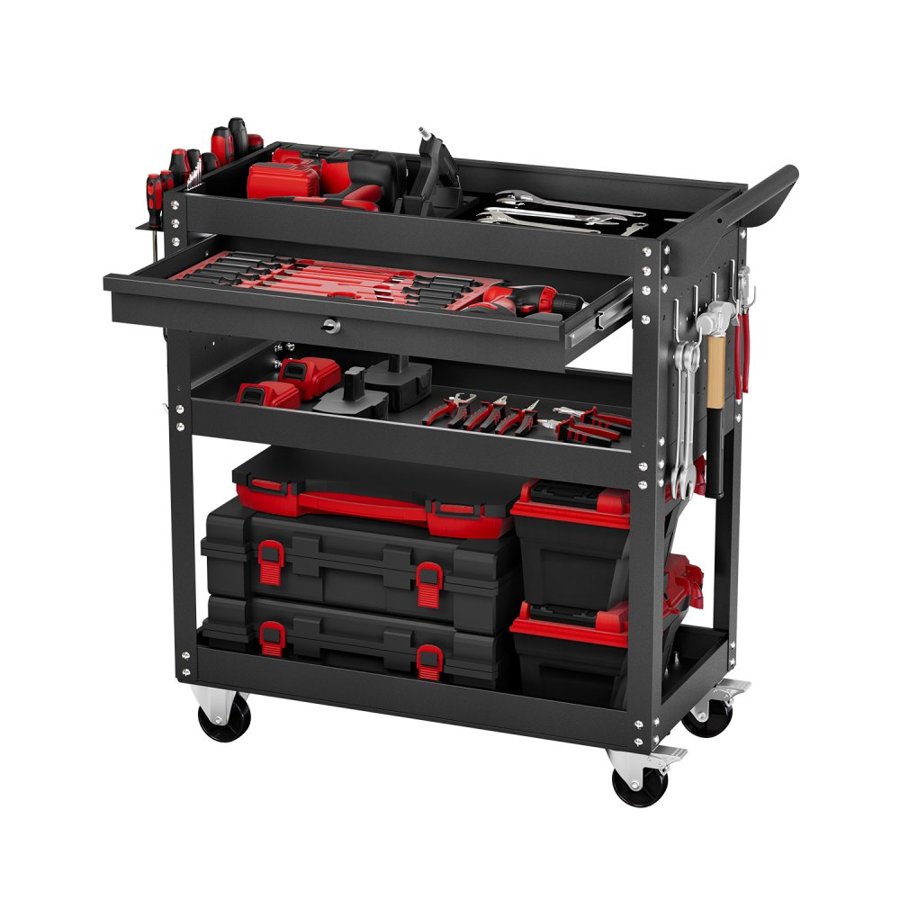 VEVOR Heavy Duty Tool Cart with Wheels – 4-Tier, 350 lbs