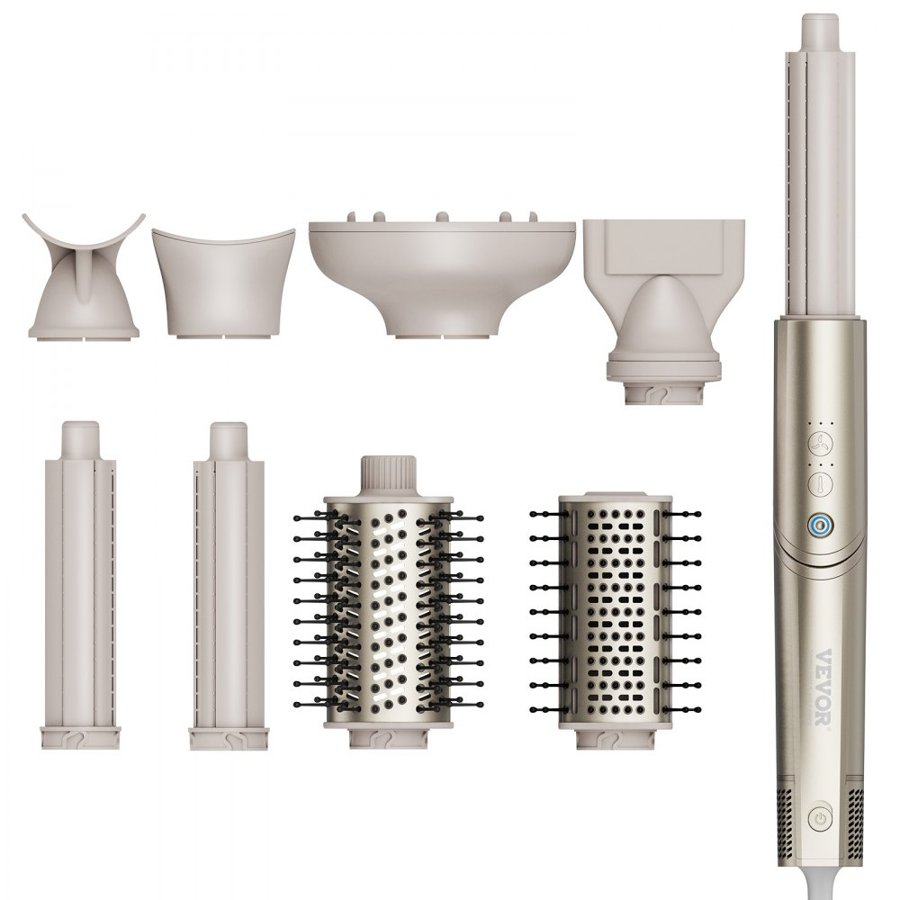 VEVOR 8 in 1 Curling Iron, Ceramic 1.25-Inch Curling Wand Set with 2 Barrels, 2 Brushes, 4 Nozzles for Dry/Straight/Curls/Voluminous, Hair Curling Iron for Long, Medium, Short Hair, for All Hair Types
