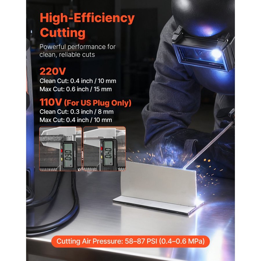 VEVOR 5-in-1 Plasma Cutter Welder Combo - CUT/TIG/Gas MIG/Flux MIG/MMA, 50A Non-Contact Plasma Cutting Machine & 200A Synergic Welder, 220V Aluminum Pulse Mig Welder Compatible with Spool Gun