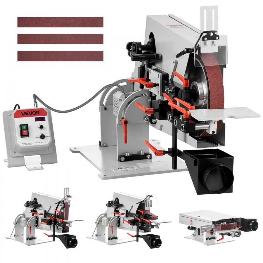 VEVOR Belt Grinder Sander with VFD, 1829 x 51mm Variable Speed Belt Polisher, 1500W Knife Making Machine with 3 Grinding Modes & 3PCS Belts for Metalworking, Compatible with (1829-2083) x 51mm Belts