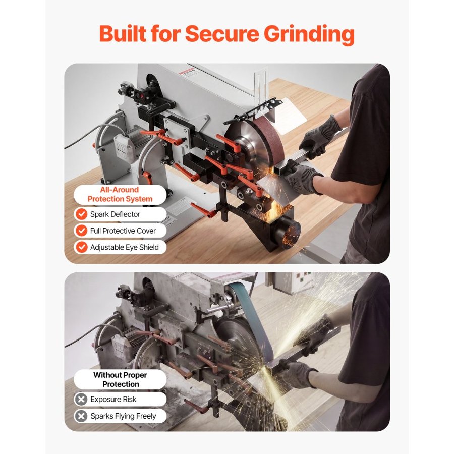 VEVOR Belt Grinder Sander with VFD, 1829 x 51mm Variable Speed Belt Polisher, 1500W Knife Making Machine with 3 Grinding Modes & 3PCS Belts for Metalworking, Compatible with (1829-2083) x 51mm Belts