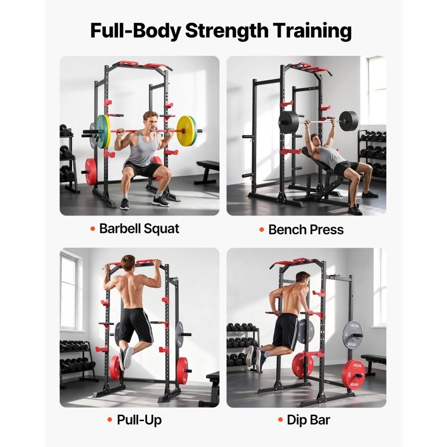 VEVOR Squat Rack Power Cage – 26-Level Height, 100.53 lbs