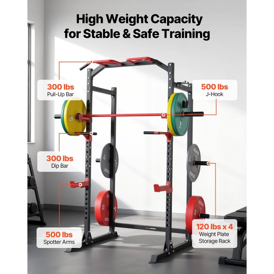 VEVOR Squat Rack Power Cage – 26-Level Height, 100.53 lbs