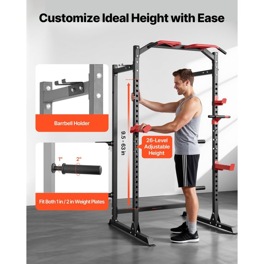 VEVOR Squat Rack Power Cage – 26-Level Height, 100.53 lbs