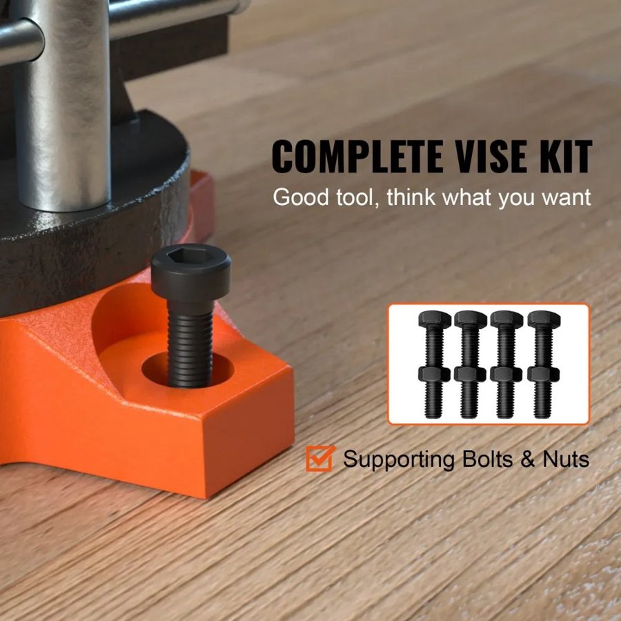 VEVOR Bench Vise, 114 mm(4.5-inch) Jaw Width 84 mm(3.3-inch) Jaw Opening , 240-Degree Swivel Locking Base Multipurpose Vise with Anvil, Heavy Duty Cast Iron Workbench Vise with Bolts & Nuts, for Drilling, Pipe Cutti