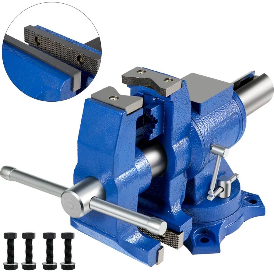 VEVOR Multipurpose Vise 152mm(6-Inch) Bench Vise 360-Degree Rotation Clamp on Vise with Swivel Base and Head Heavy Duty Multi-Jaw Vise for Clamping Fixing Equipment Home or Industrial Use