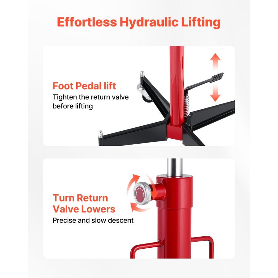 VEVOR Hydraulic Transmission Jack, 1100 lbs / 0.5 Ton Lifting Capacity Telescoping Transmission Jack with Foot Pedal, 360° Swivel Wheel, 112-187 cm High Lifting Height, Lift Hoist for Garage/Shop