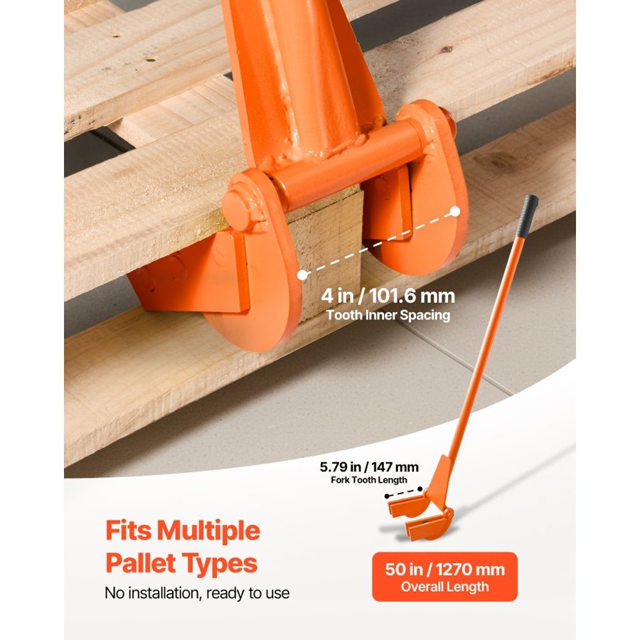 VEVOR Pallet Buster Tool, 1 m Carbon Steel Handle Wrecking Pry Bar, 907 kg Weight Capacity, Heavy Duty Deck Board Removal Tool, Breaker Bar for Flooring, Framing, Roofing, Trim, Drywall