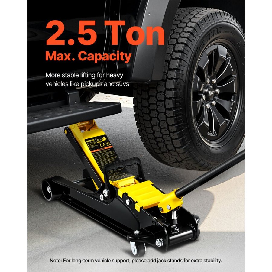VEVOR Floor Jack, 2.5 Ton Low Profile Floor Jack, Heavy-duty Steel Racing Floor Jack With Single Piston Lift Pump, Floor Jack Lifting Range 85 mm-380 mm