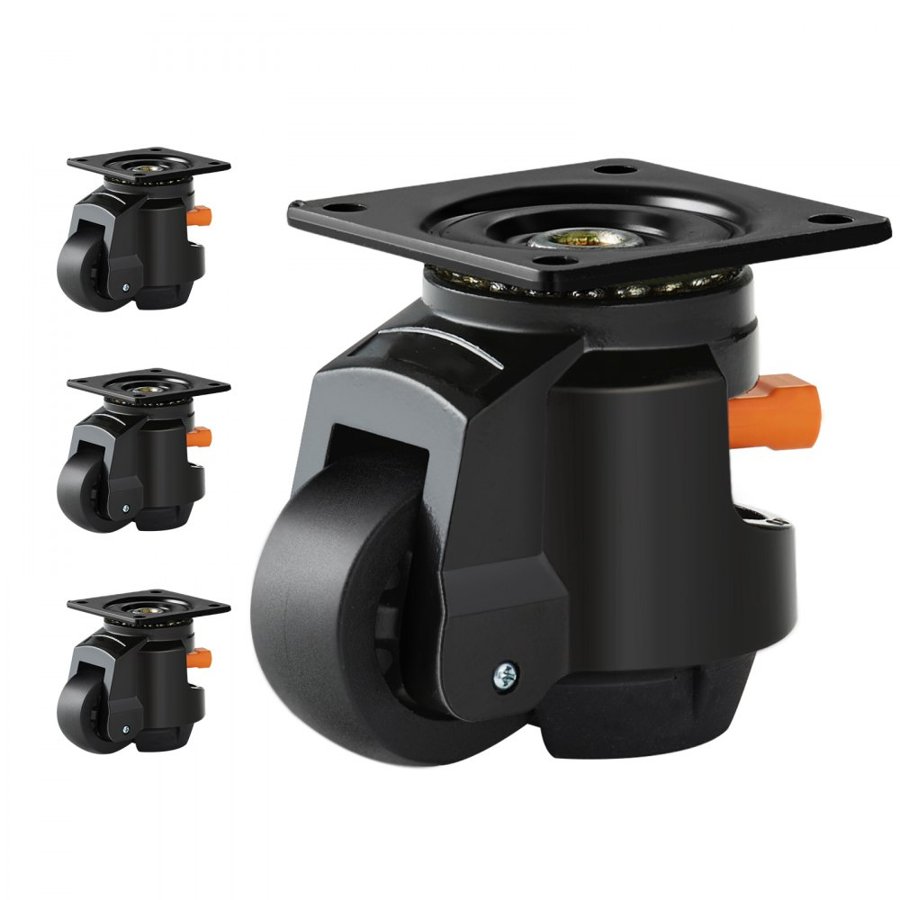 VEVOR Leveling Casters, Set of 19141.6 kg Total Load Capacity, 6.3 cm, Heavy Duty with Upgraded Handle Design, 360 Degree Swivel Caster Wheels, Adjustable Casters with Feet for Workbench, Machine