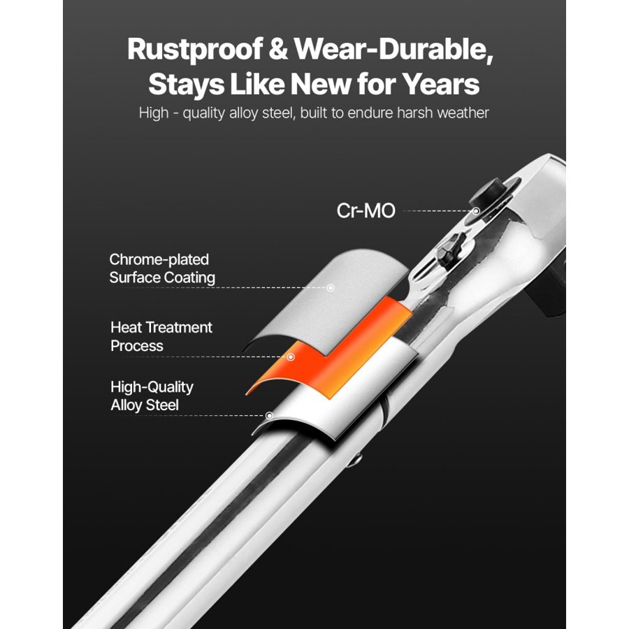 VEVOR Click Torque Wrench, 3/4 Inch Drive, 100-600 lbf-ft / 136-814N.m, Dual-direction Torque Wrench Set with Dual Range Scales, 48-tooth, ±3% High Precision, Alloy Steel, for Automobile Repair