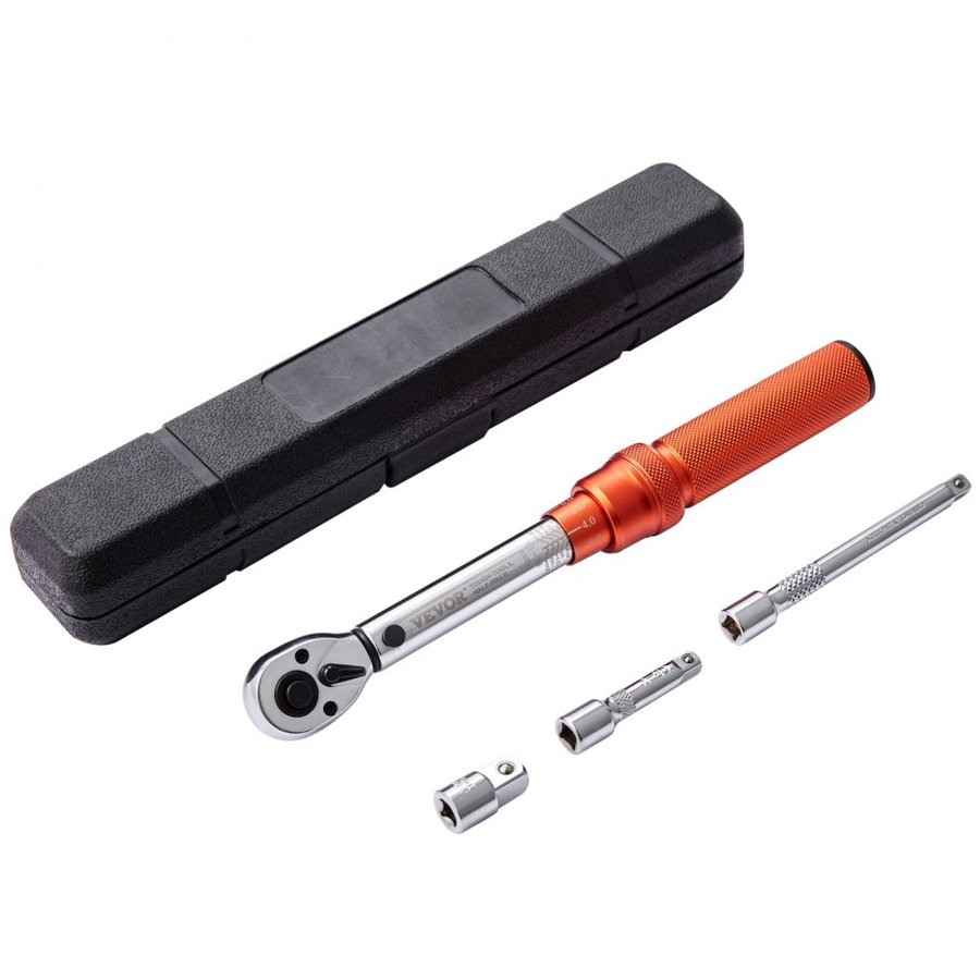 VEVOR Torque Wrench, 0.6 cm Drive Click Torque Wrench 20-200 in. lb/2.3-23n.m, Dual-Direction Adjustable Torque Wrench Set, Mechanical Dual Range Scales Torque Wrench Kit with Adapters Extension Rod