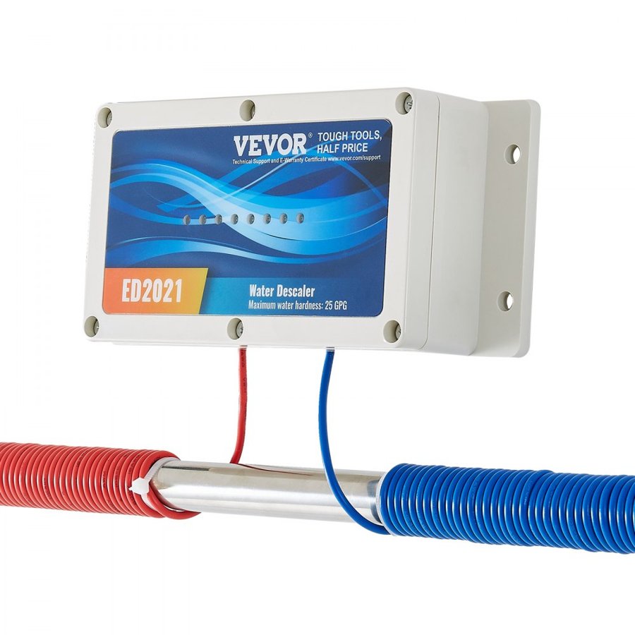 VEVOR Electronic Water Descaler System, Whole House Salt Free Descaler, Hard Water Conditioner to Reduces Scale Build-Up, for All Kinds of Plumbing Pipes, Durable for Over 10 Years