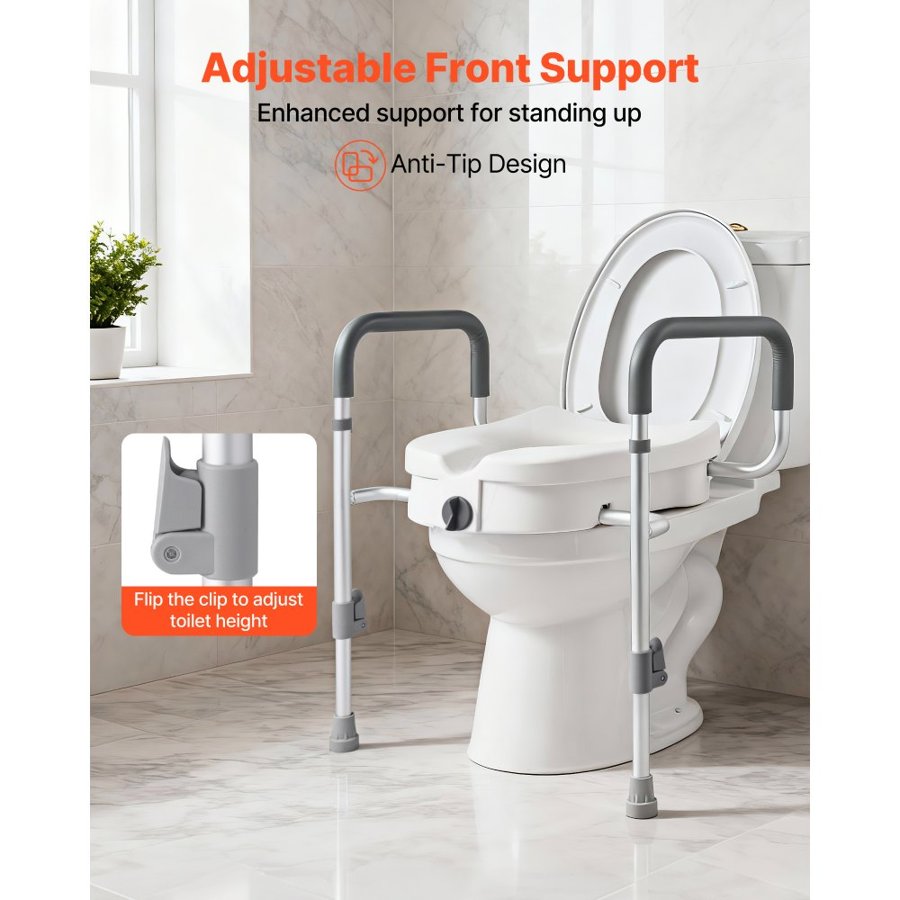 VEVOR Raised Toilet Seat with Arms and Legs - 5", 350lbs
