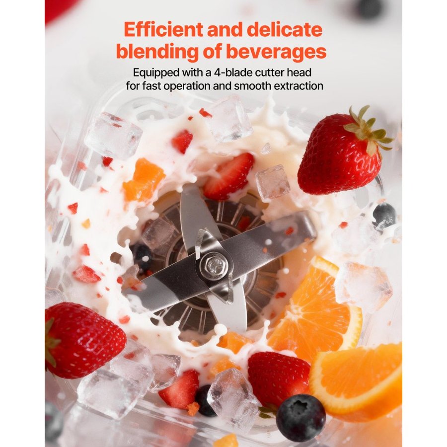 VEVOR Blender, 2L Professional Countertop Blenders with Shield, 2200W 26000RPM Kitchen Food Processor Combo, Self-Cleaning, Speed Adjustable, 6 Preset Menu for Smoothies, Ice Crushing, Puree, Black
