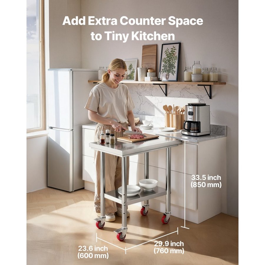 VEVOR Stainless Steel Food Prep Table – 24x30, 400 Lbs