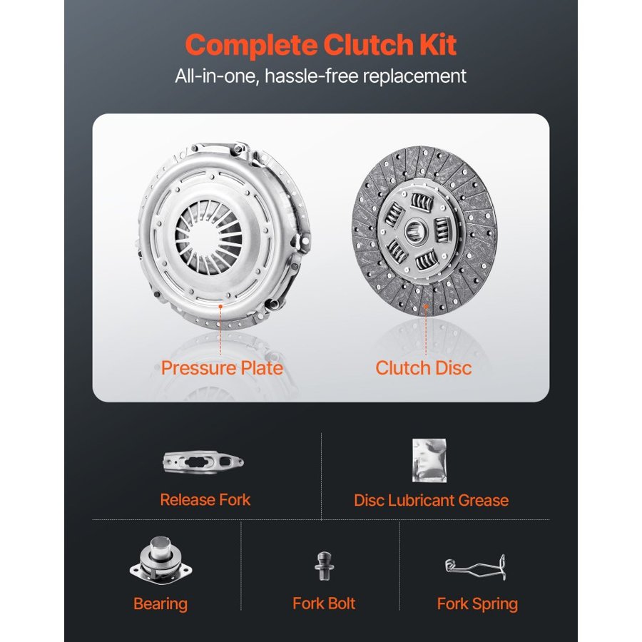 VEVOR Clutch Kit with Pressure Plate, Heavy Duty OEM Clutch Kit, OEM Replacement Transmission Clutch Kit Compatible with 2004-2006 Smart FORFOUR (75 HP), 2005-2006 FORFOUR (64 HP), 2007 FORTWO Cabrio