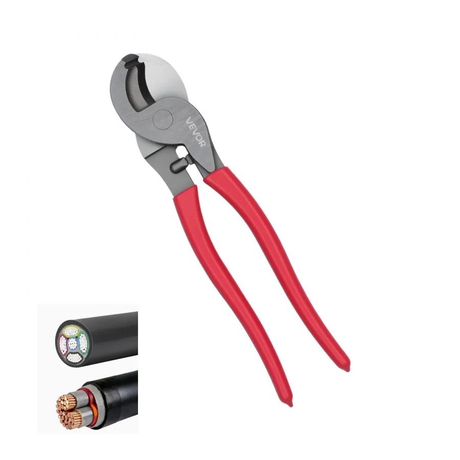 VEVOR High Leverage Cable Cutter, 235 mm Compact, Forged Blades and PVC-Coated Handles, Heavy Duty Cable Cutting Pliers Tool for 4/0 AWG Aluminum, 2/0 AWG Soft Copper and 100-Pair 24AWG Comm Cable