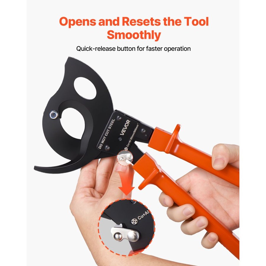 VEVOR Heavy Duty Ratcheting Cable Cutter – 1000 MCM/500 mm²