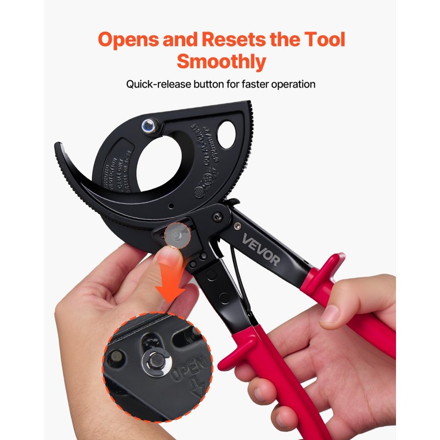 VEVOR Cable Ratchet Cutter – 800MCM, Spring Steel, Insulated