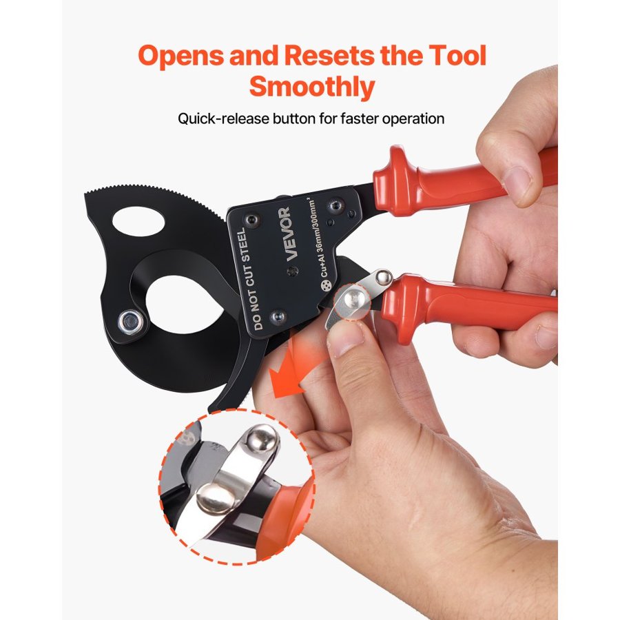 VEVOR Ratchet Cable Cutter – 600 MCM, 1000V, Spring Steel