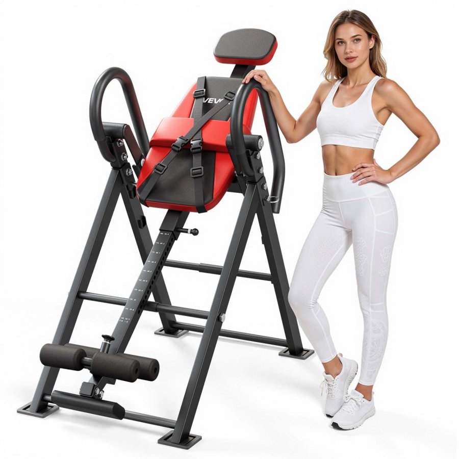 VEVOR Inversion Table, 136 kg Capacity Heavy Duty Back Inverter Stretcher, Inverted Table with Stable Structure, Dual-Roller Locking, Decompression Tables for Shoulders, Neck, Back, Knees