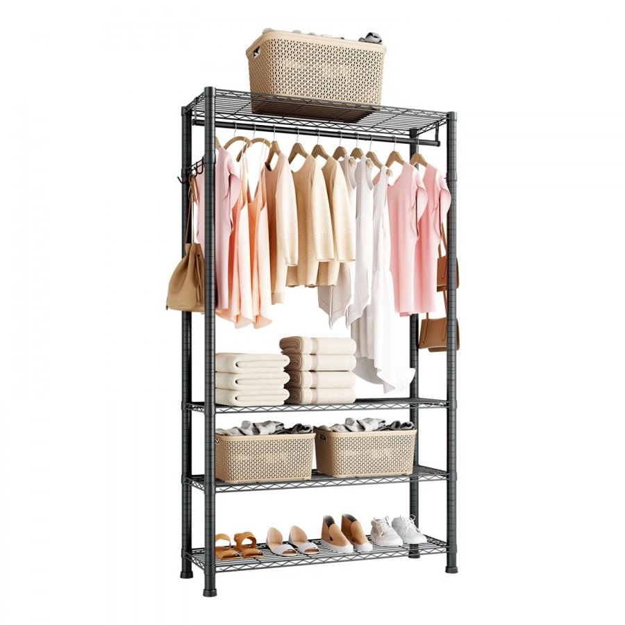 VEVOR Clothing Rack with Shelves - 500lbs, 4 Shelves, 8 Hook