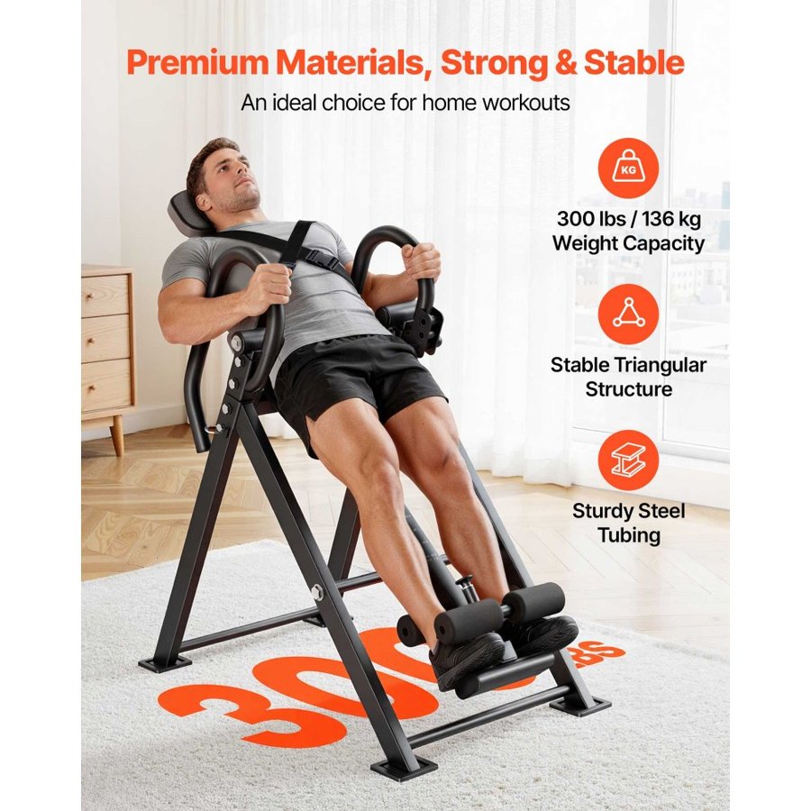 VEVOR Back Inversion Table – 136 kg, Dual-Roller Locking