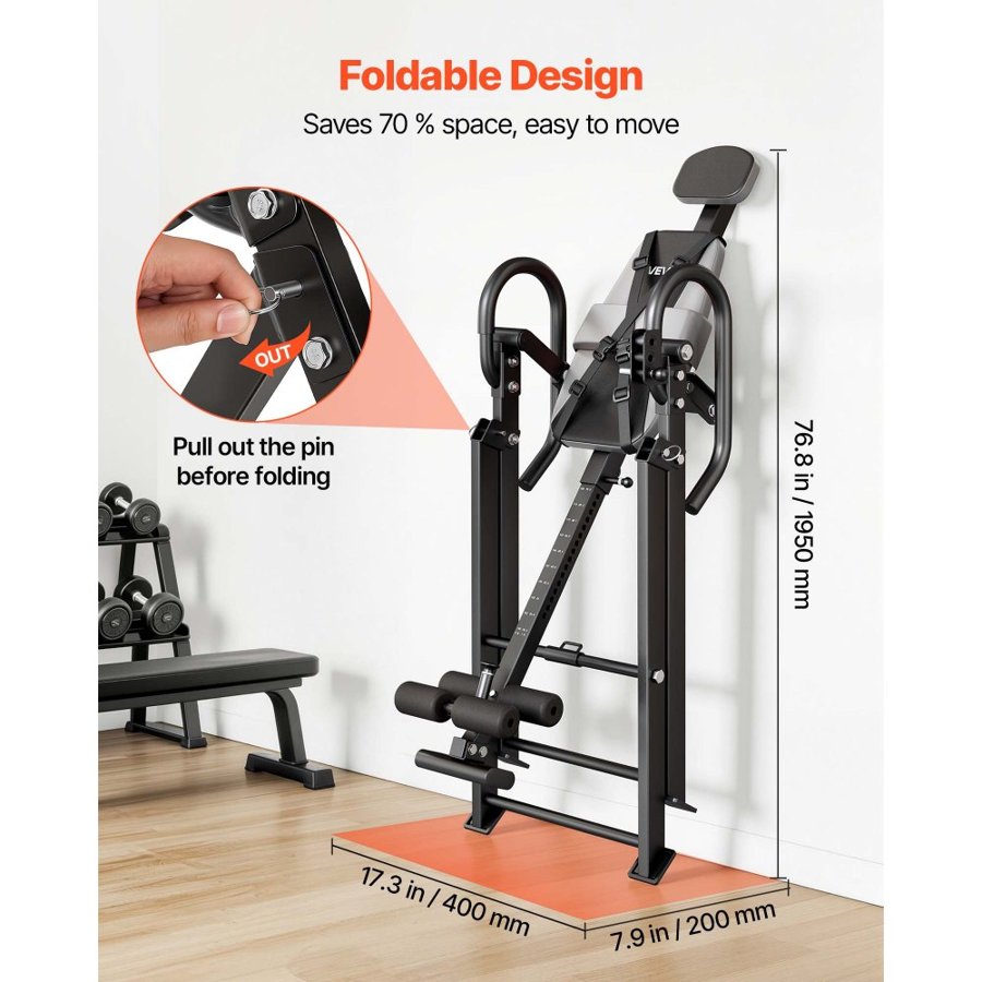 VEVOR Back Inversion Table – 136 kg, Dual-Roller Locking