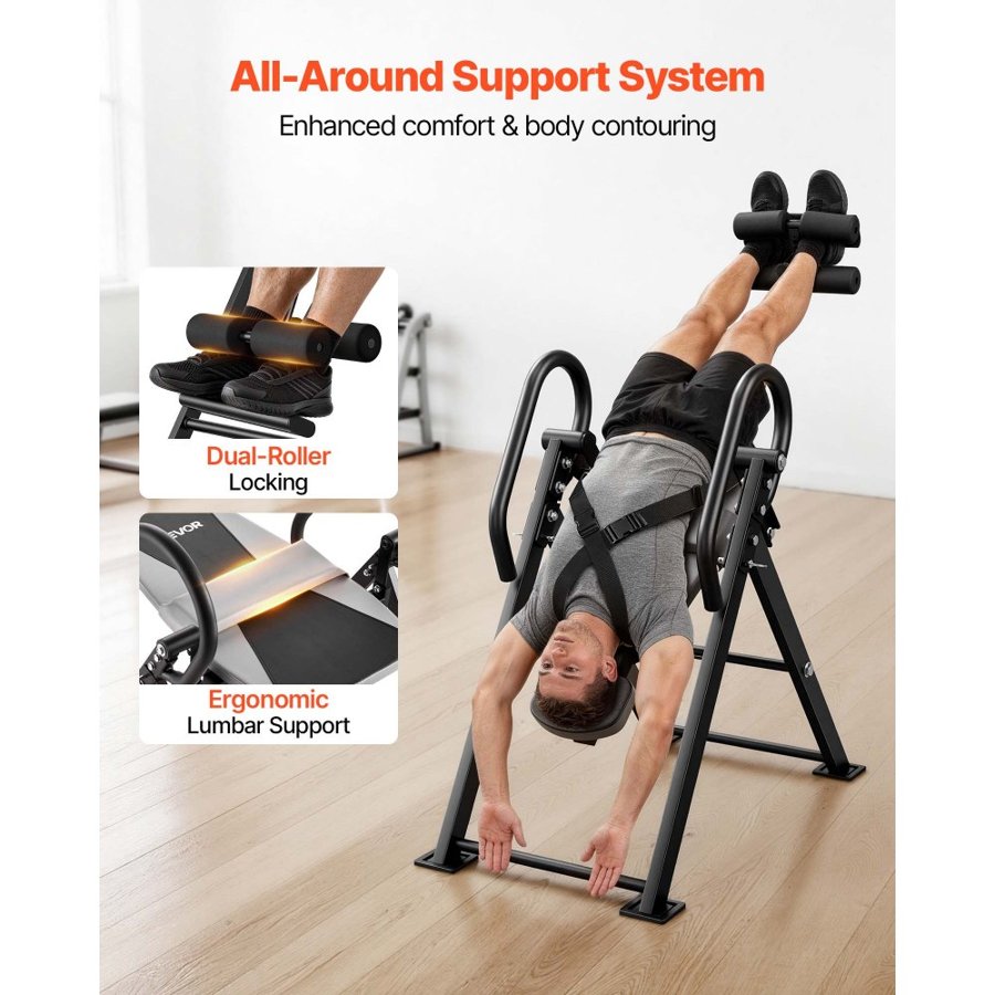 VEVOR Back Inversion Table – 136 kg, Dual-Roller Locking