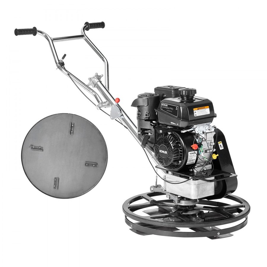 VEVOR Power Trowel, 24” Walk-Behind Cement Trowel with Float Pan, 6HP Gas-Powered Smooth Concrete Surface Finisher, Heavy Duty Commercial Screed Concrete Cement with Finishing Blade, Orange