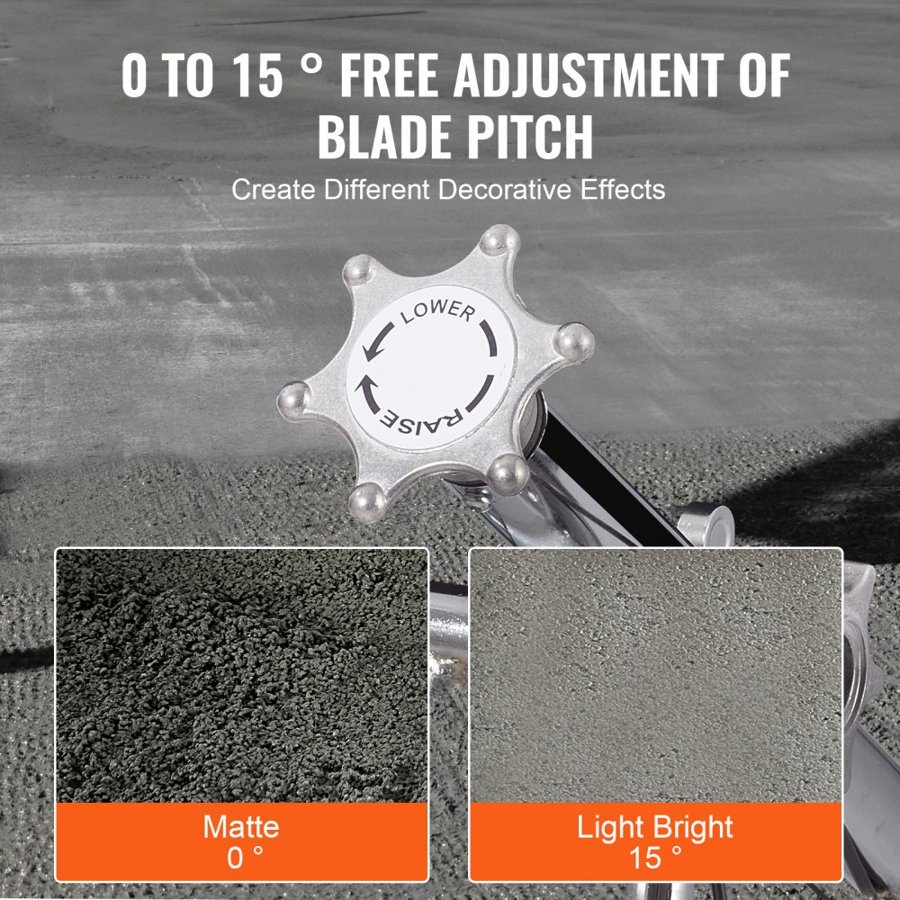 VEVOR Power Trowel, 38” Walk-Behind Cement Trowel with Float Pan, 6HP Gas-Powered Smooth Concrete Surface Finisher, Heavy Duty Commercial Screed Concrete Cement with Finishing Blade, Orange