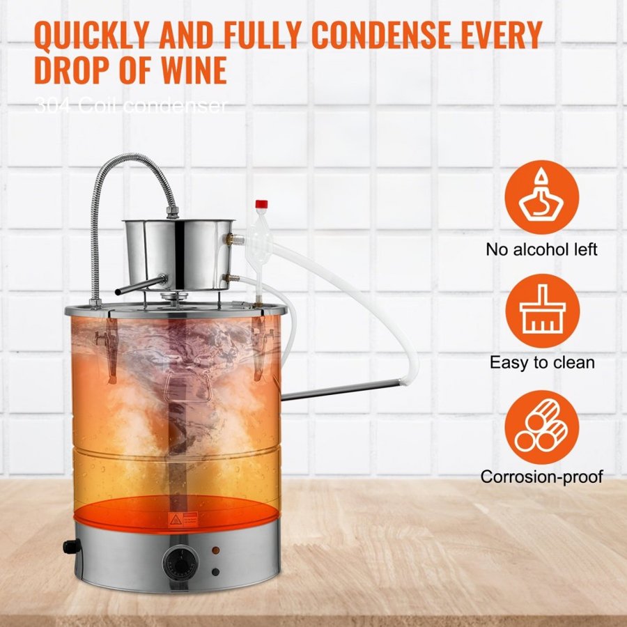VEVOR Essential Oil Still Water Distiller 49.2L with Thumper Keg & Water Pump