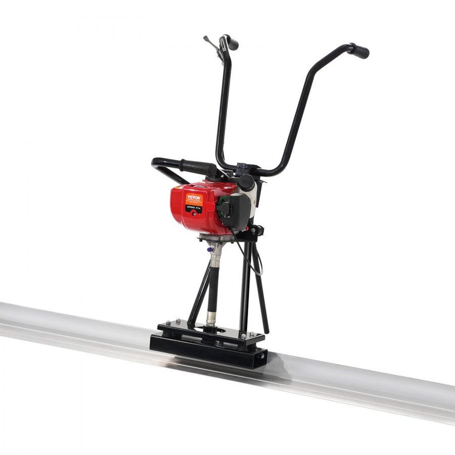 VEVOR Gas Concrete Power Screed, with 2445mm Aluminum Board Straight Edge Bar Set, 4 Stroke Cement Finishing Vibrating Motor with Height Adjustable Handles, High Efficient Concrete Tools 6500RPM
