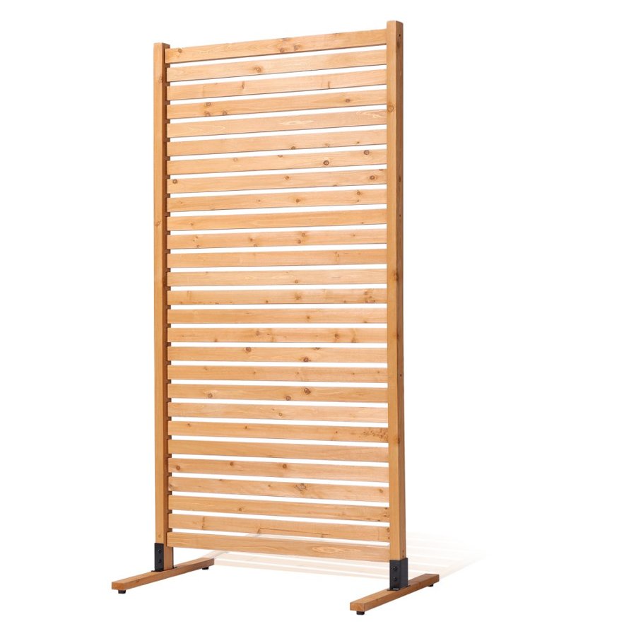 VEVOR Wooden Privacy Screen, 36" W x 76" H Outdoor Privacy Screen, Freestanding Wood Privacy Panel with Stand, Decorative Patio Privacy Screen, Outdoor Divider for Balcony Patio Lawn Garden